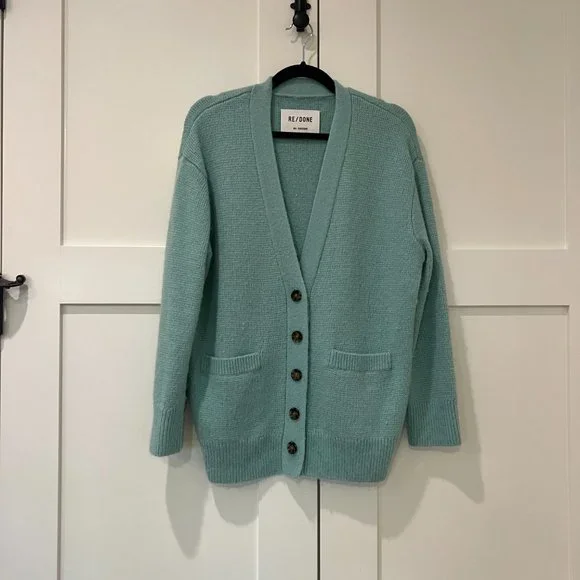 RE/DONE 90s Oversized 90s V-Neck Cardigan Spearmint- Size Small - Picture 7 of 12